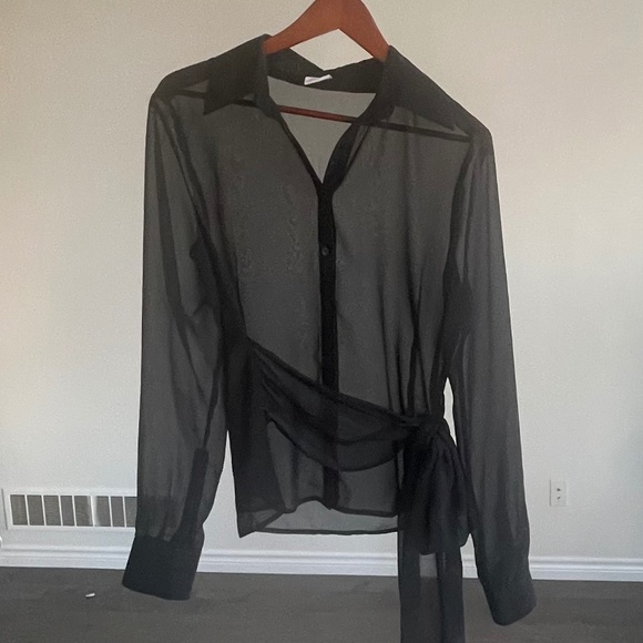 Sheer Black Blouse with Bonus Black Bra - Picture 1 of 10